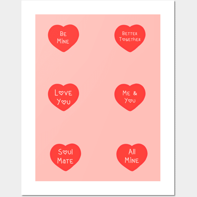 Aesthetic Cute Valentines Heart Day Love Quotes Pack Pattern Wall Art by Artmmey